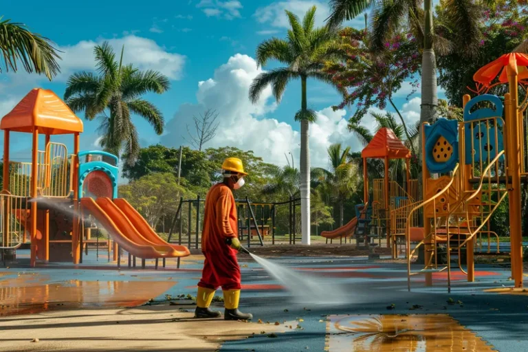 Desinfeccion y sanitizacion de parques infantiles con hidrolavadoras seguridad y bienestar